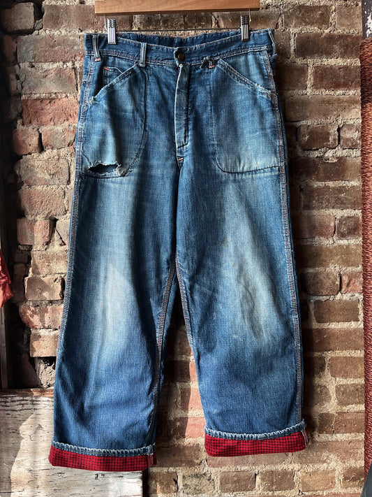 1950s Flannel lined Denim Chore Pants