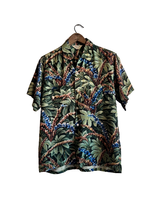 rayon penneys hawaiian shirt with leaf and flower print 