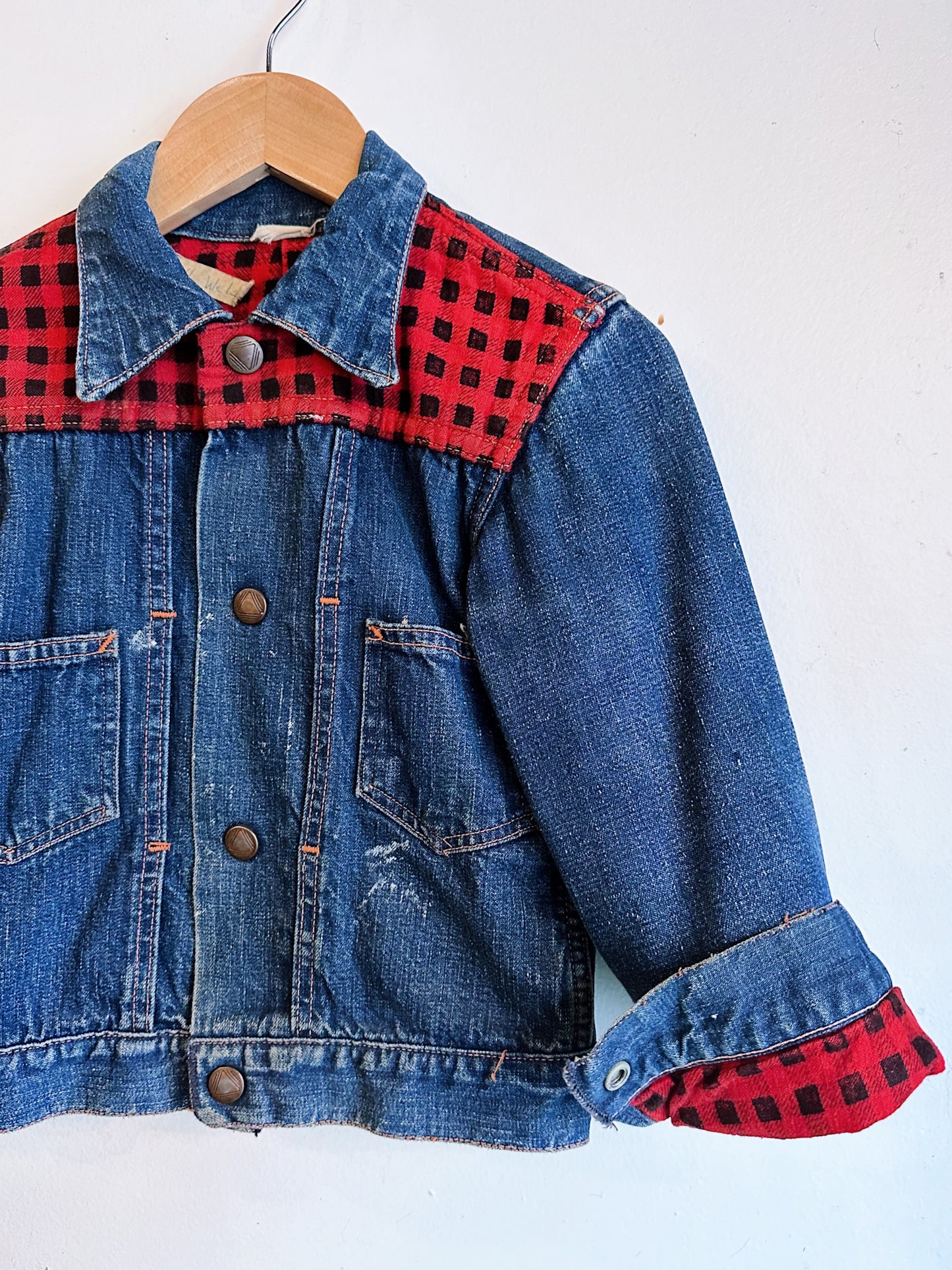 kids denim jacket close up view