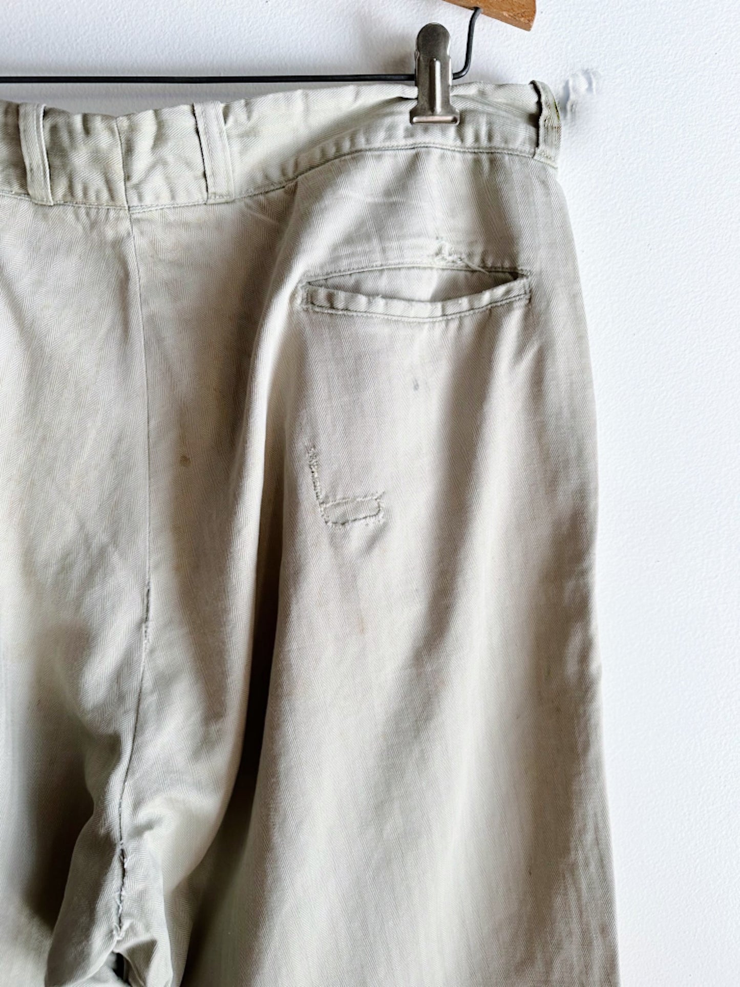 close up repair detail on pants 