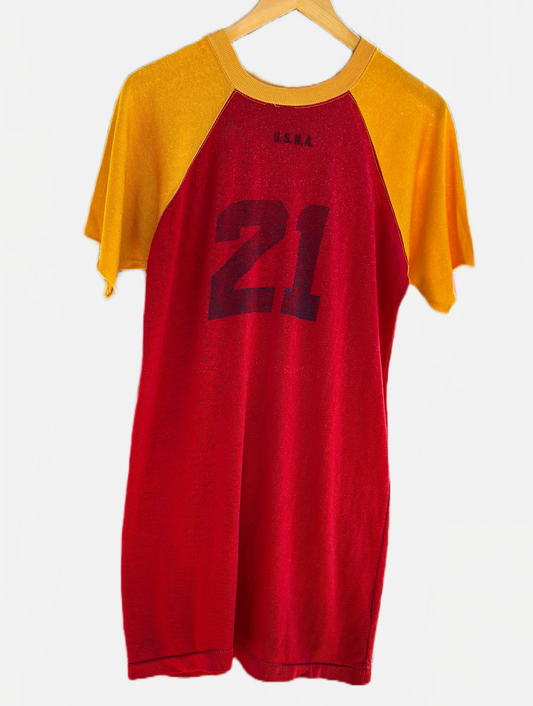 US Navy sports jersey , red and yellow with cut off sleeves 