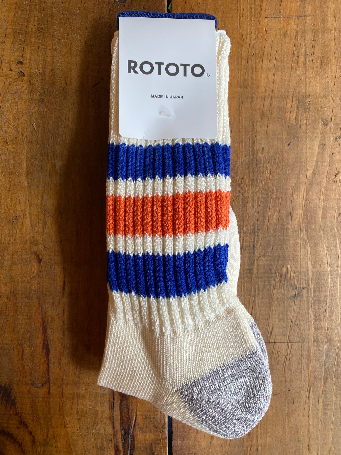 blue/ orange striped old school socks 