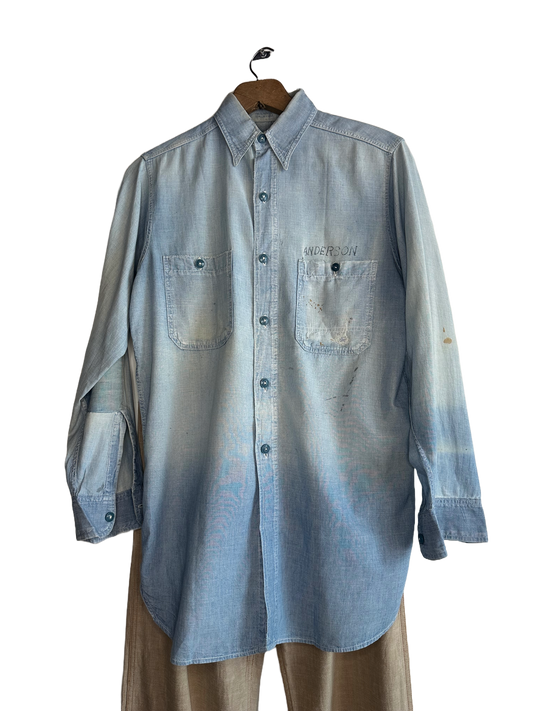 US navy chambray shirt with fading 