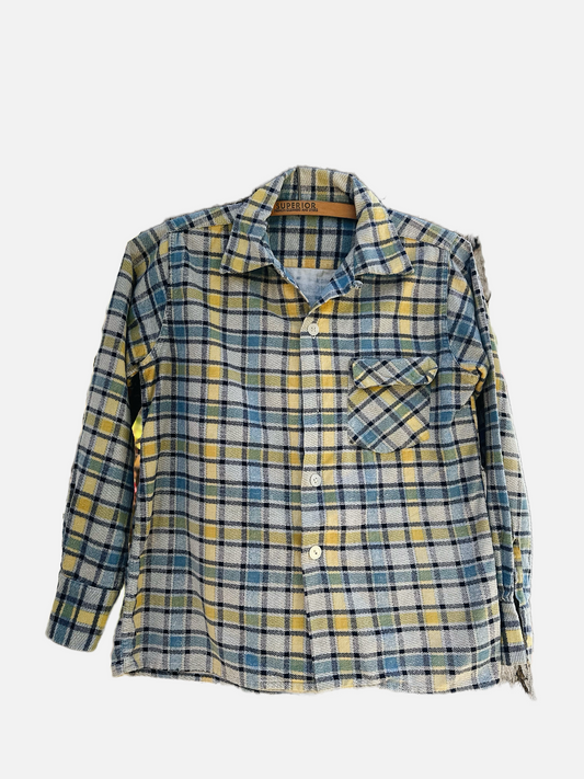 1950s Boys Check Flannel Shirt