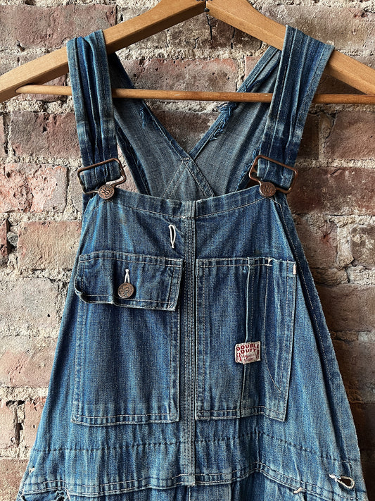 40s Strong Reliable Patched Denim Overalls