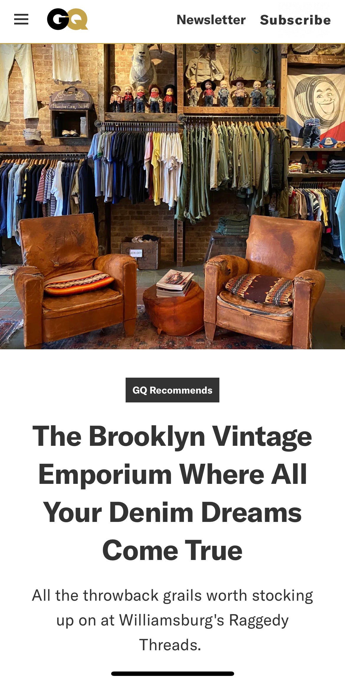 GQ Recommends article: The Brooklyn Vintage Emporium Where All Your Denim Dreams Come True. All the throwback grails at Williamsburg's Raggedy Threads