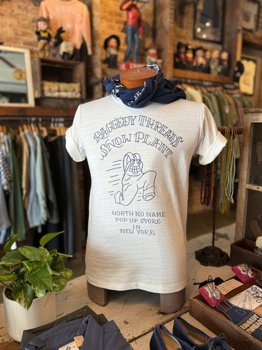 SNOW PLANT X RAGGEDY COLLAB TEE- White & Navy