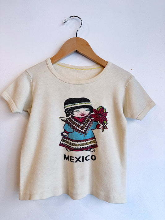 kids mexico t shirt with print of girl holding flowers