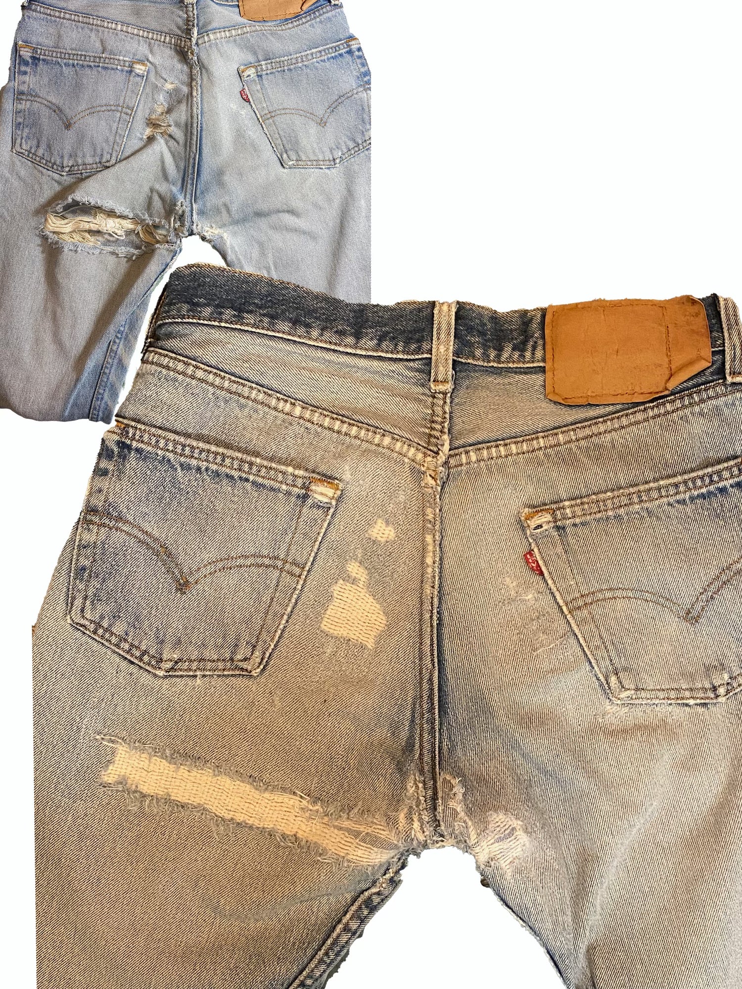 before and after photos of denim repair 