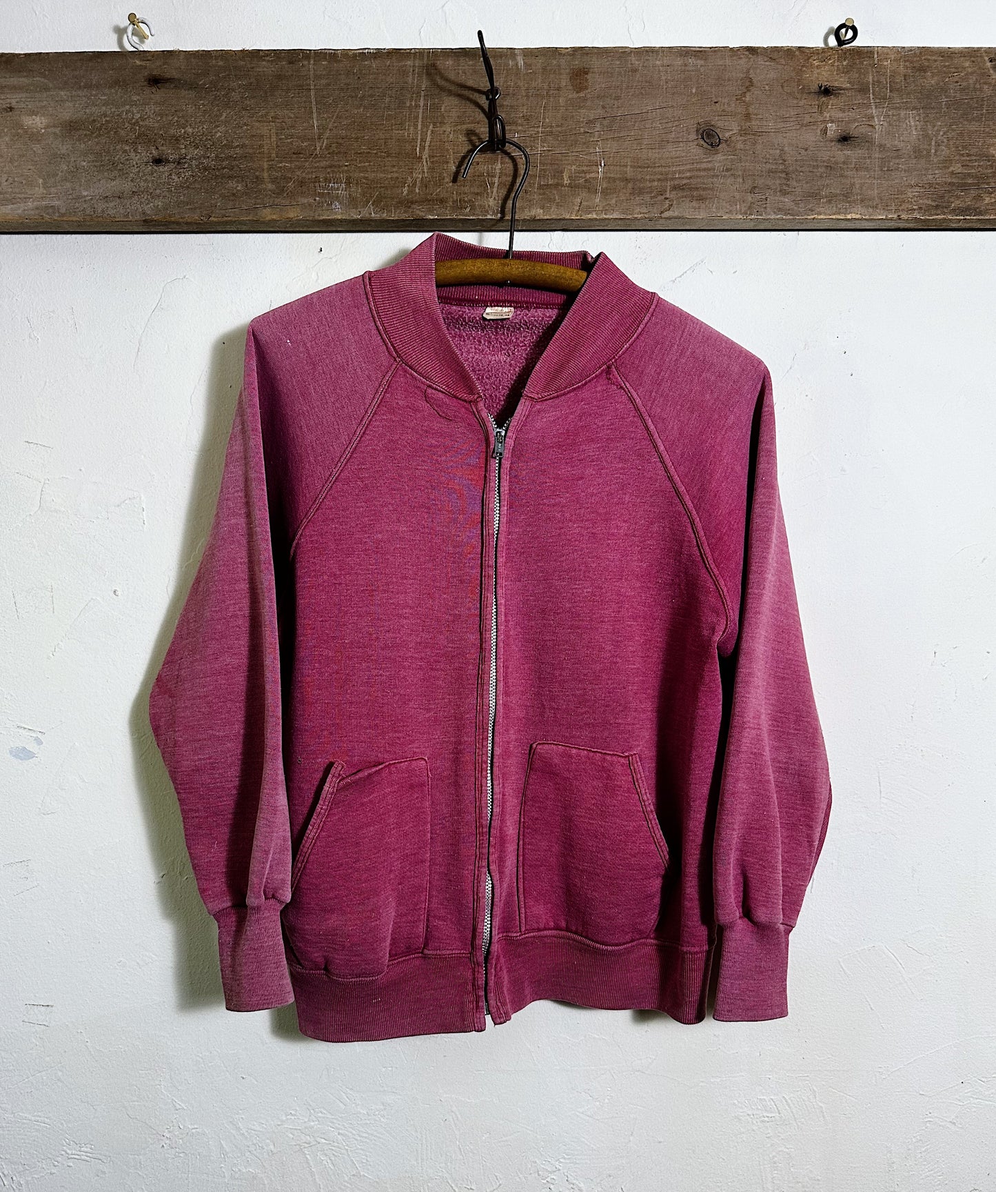Red Faded Zipper Sweatshirt