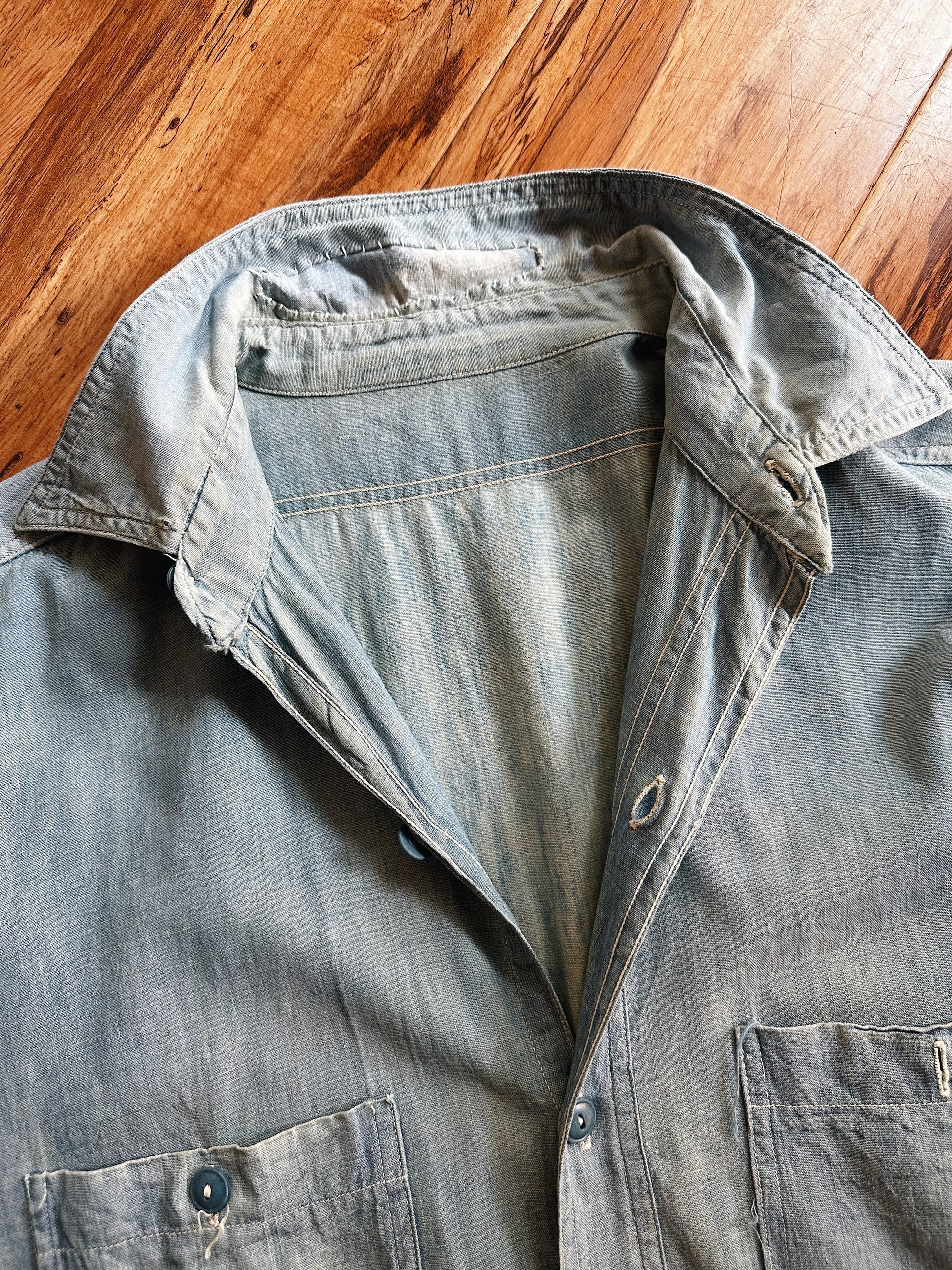 usn ww2 chambray details reparation collar 